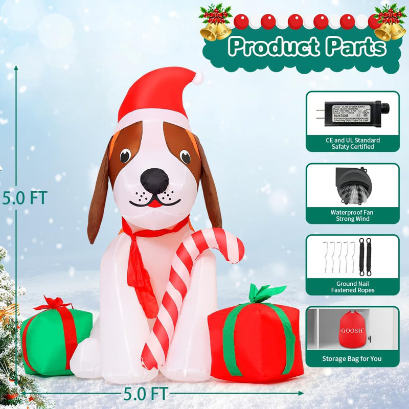 Christmas animated dog in deals the box inflatable